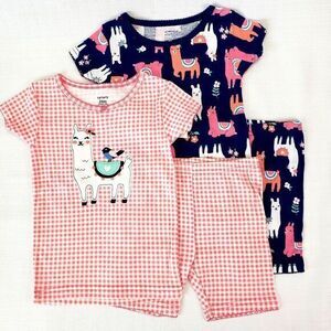Carter's Toddler and Baby Girls' 4 Piece Cotton Pajama Set (Llama, 24months) New